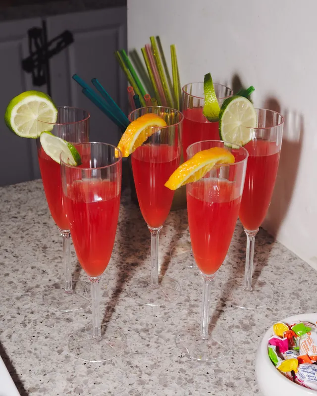 Colourful drinks prepared for a gathering